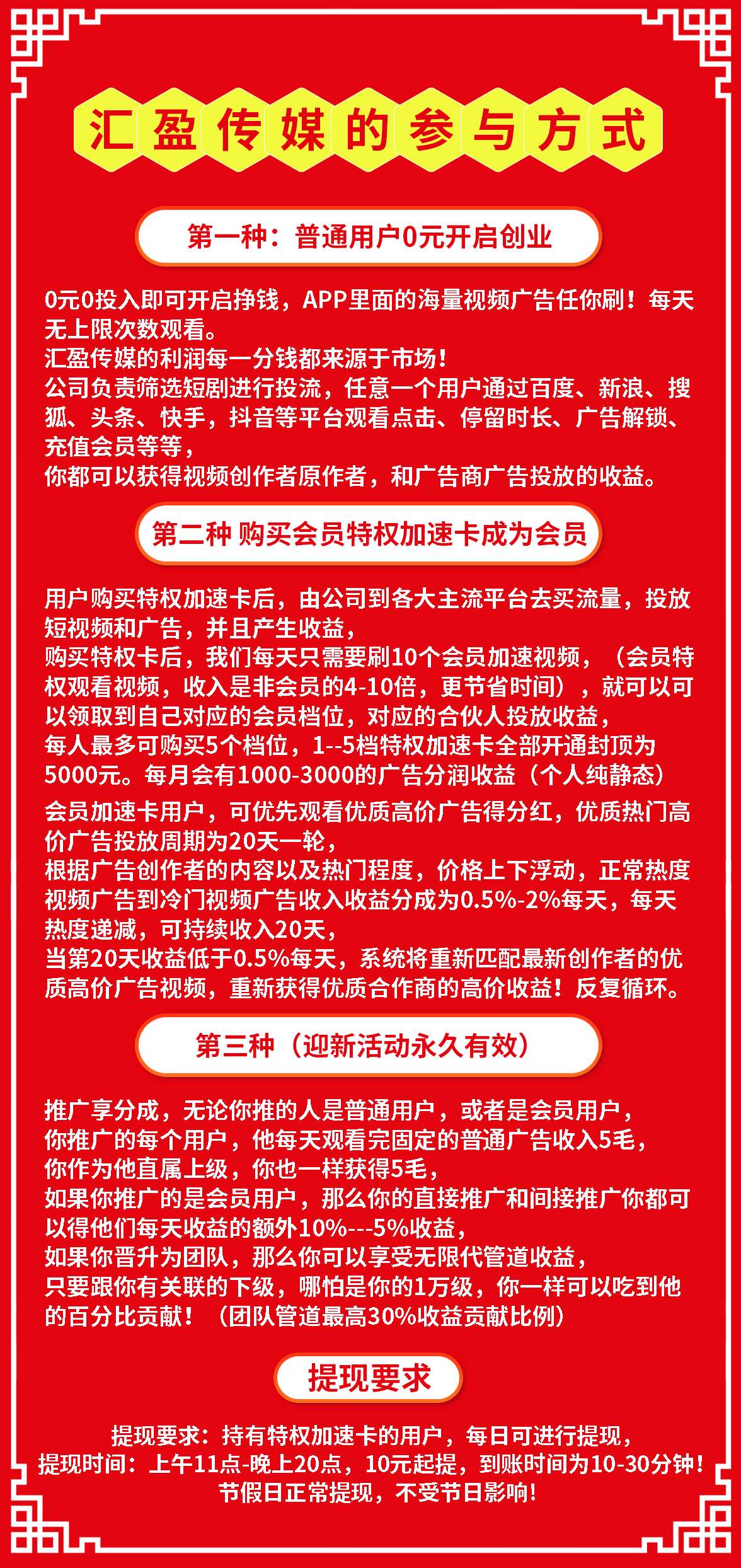 汇盈传媒，不养机，无线撸广告，保底收益高，最新模式。(3)