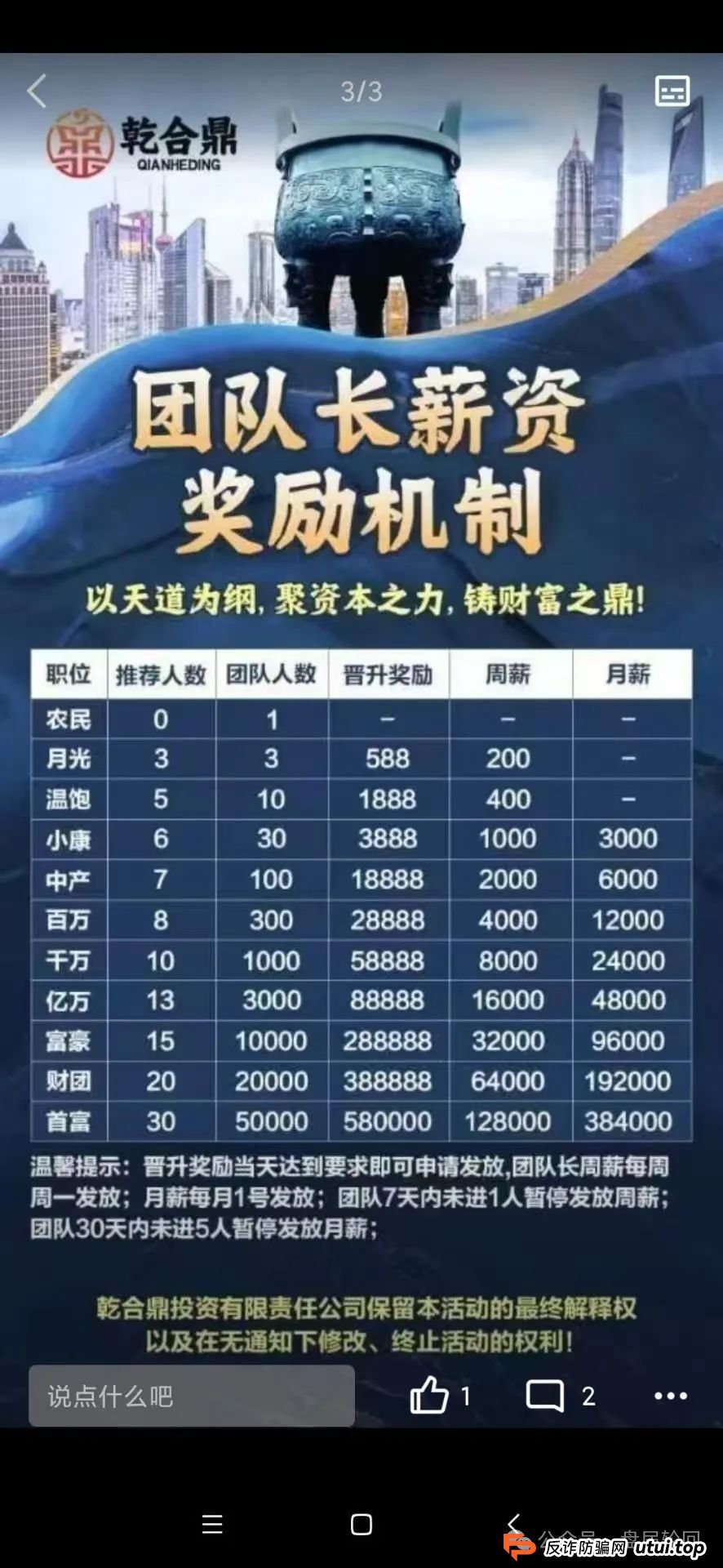 兴红资管（乾合鼎）资金盘骗局，目前已经收割会员千万左右，目前项目进人速度很慢 ，随时都有崩盘跑路的风险(3)