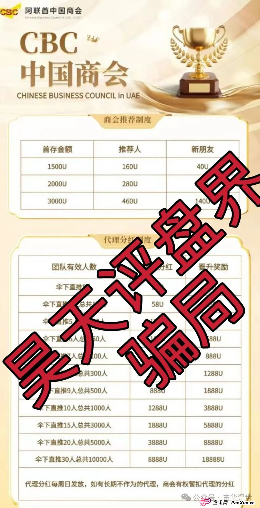 阿联酋中国商会CBC跟单类资金盘骗局,官方出面打假,大量单割会员,高度预警,即将崩盘跑路!